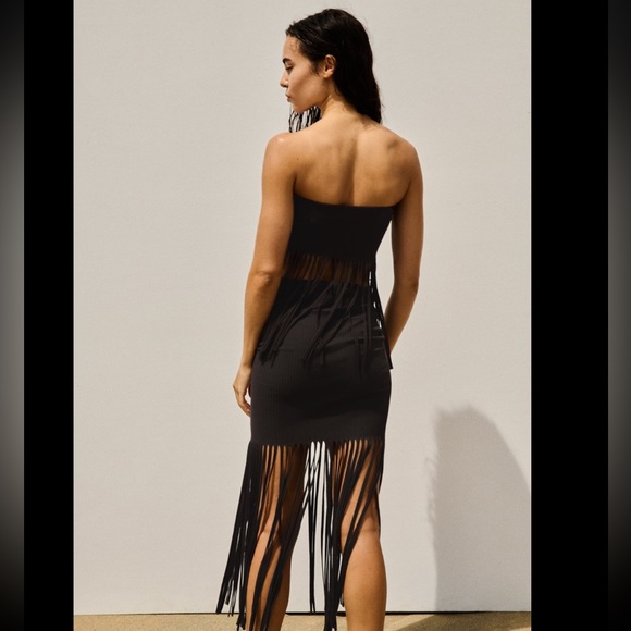 ZARA FRINGED RIBBED SKIRT - Picture 5 of 10